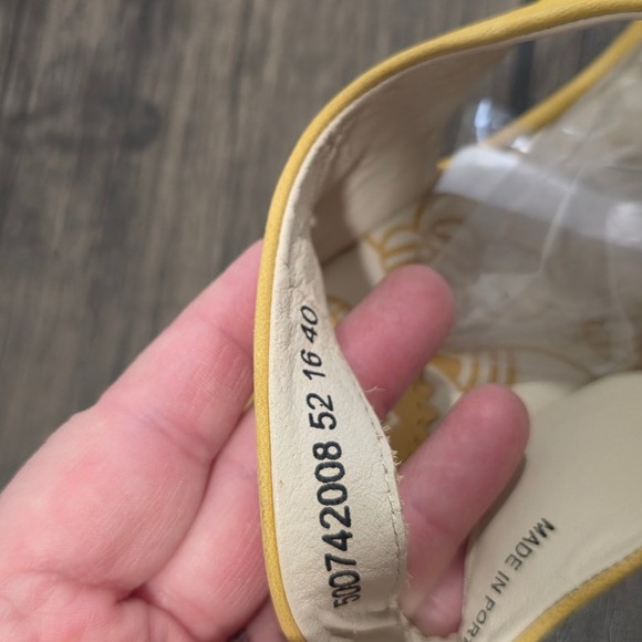 Fly London Lace Up Wedge Sandals Mustard Yellow Leather Slingback EU 40 US 9 - Picture 6 of 8